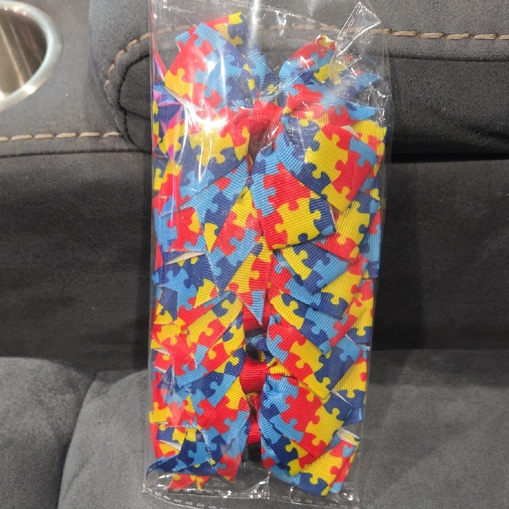 6PCS Autism Awareness Hair Bows - Picture 7 of 8